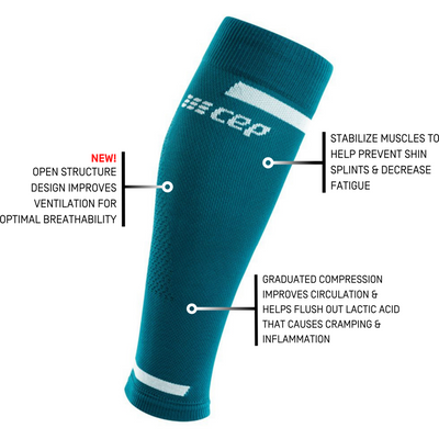 The Run Calf Sleeves 4.0, Men, Petrol, Detail