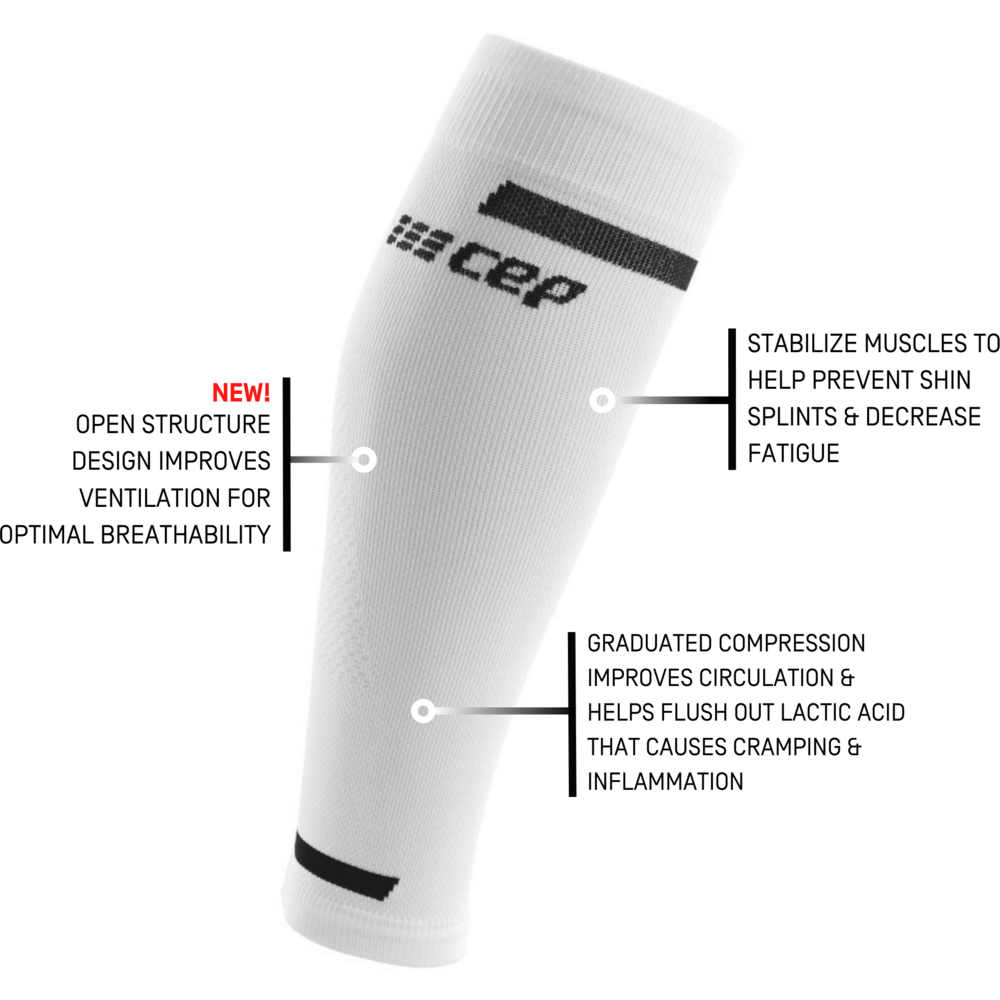 The Run Calf Sleeves 4.0, Men, White, Detail