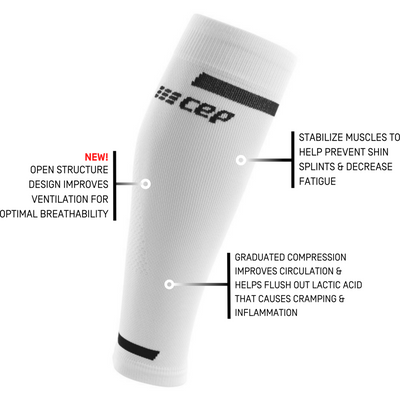 The Run Calf Sleeves 4.0, Men, White, Detail