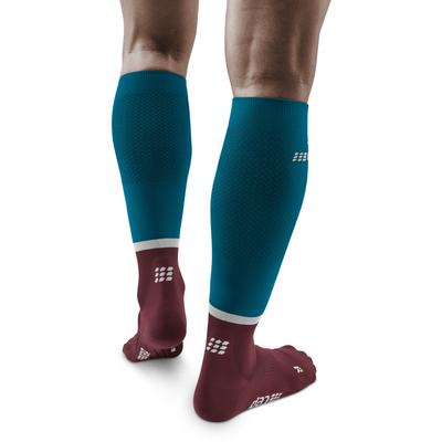 The Run Compression Tall Socks 4.0, Men, Petrol/Dark Red, Back Alternate View Model