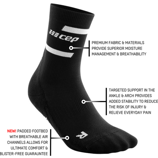 The Run Compression Mid Cut Socks 4.0, Men, Black, Detail