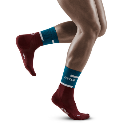 The Run Compression Mid Cut Socks 4.0, Men, Petrol/Dark Red