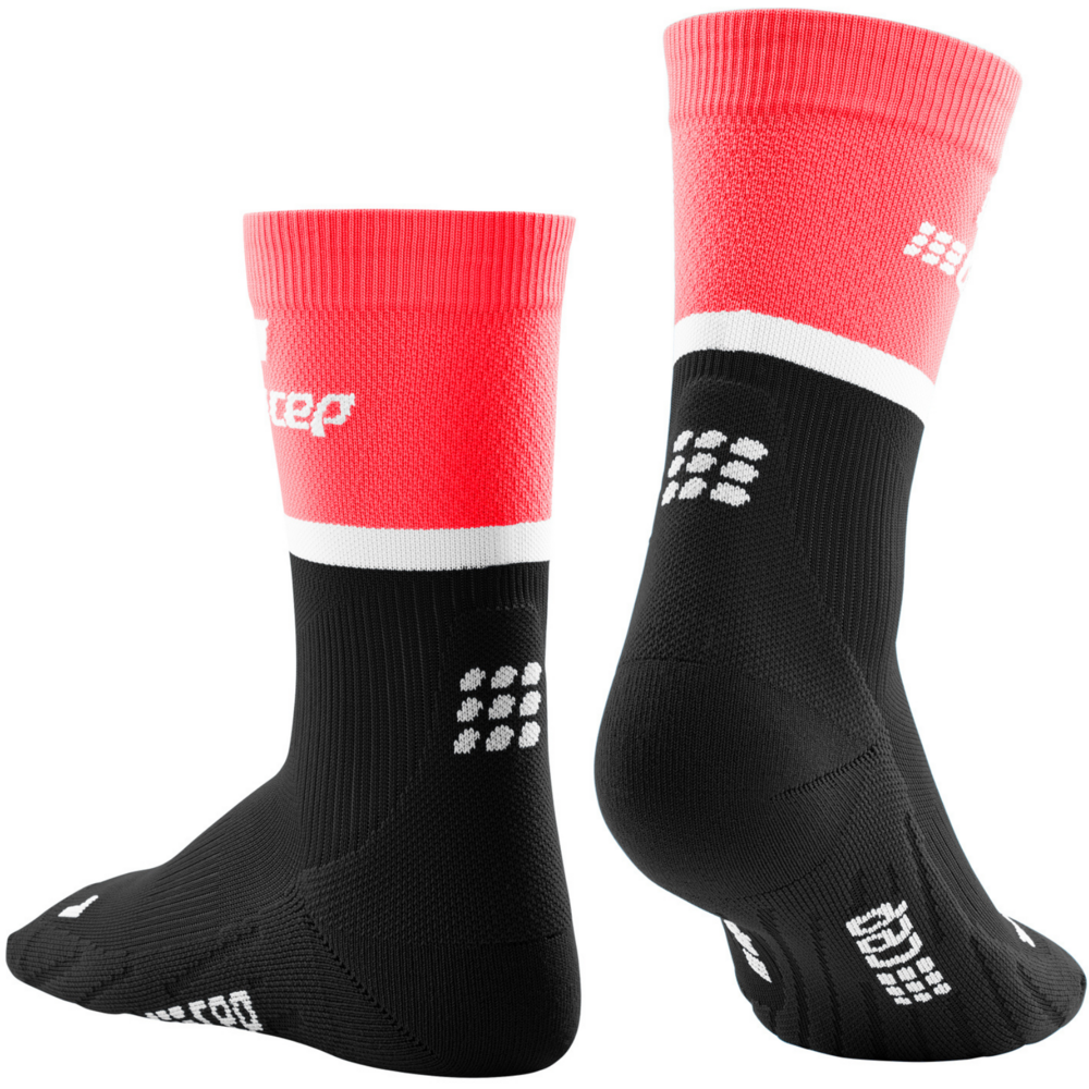 The Run Compression Mid Cut Socks 4.0, Women, Pink/Black, Back View