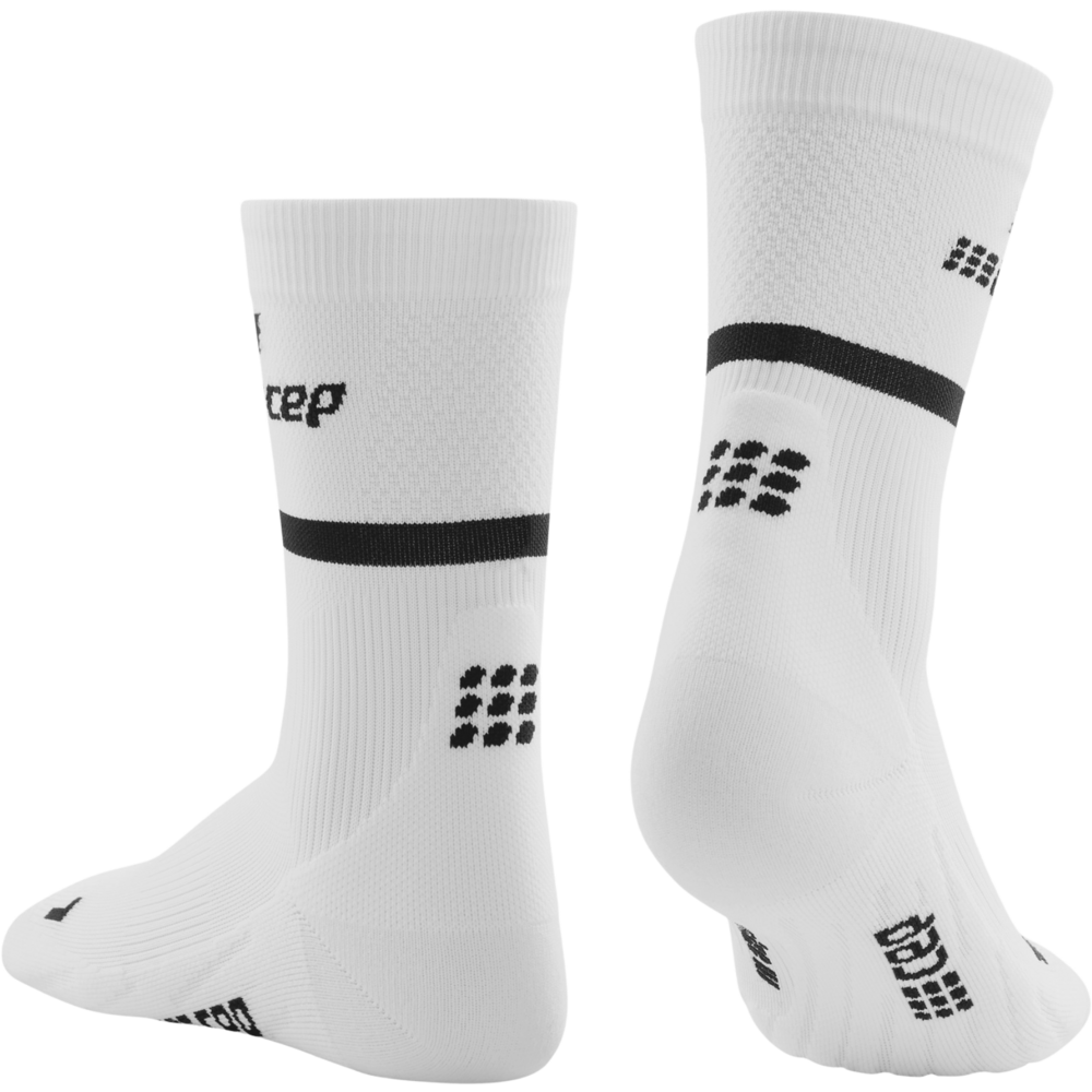 The run calcetines de compresión media caña 4.0, mujer, blanco, vista trasera