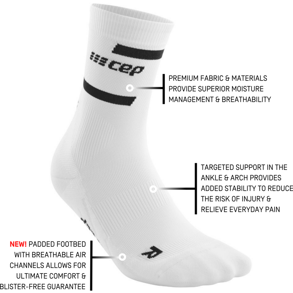 The run calcetines de compresión de corte medio 4.0, hombres, blanco, detalle