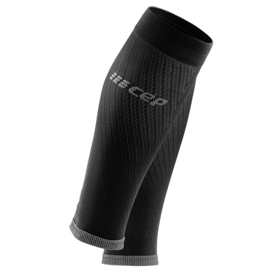 Ultralight Compression Calf Sleeves, Women, Black/Light Grey, Front View