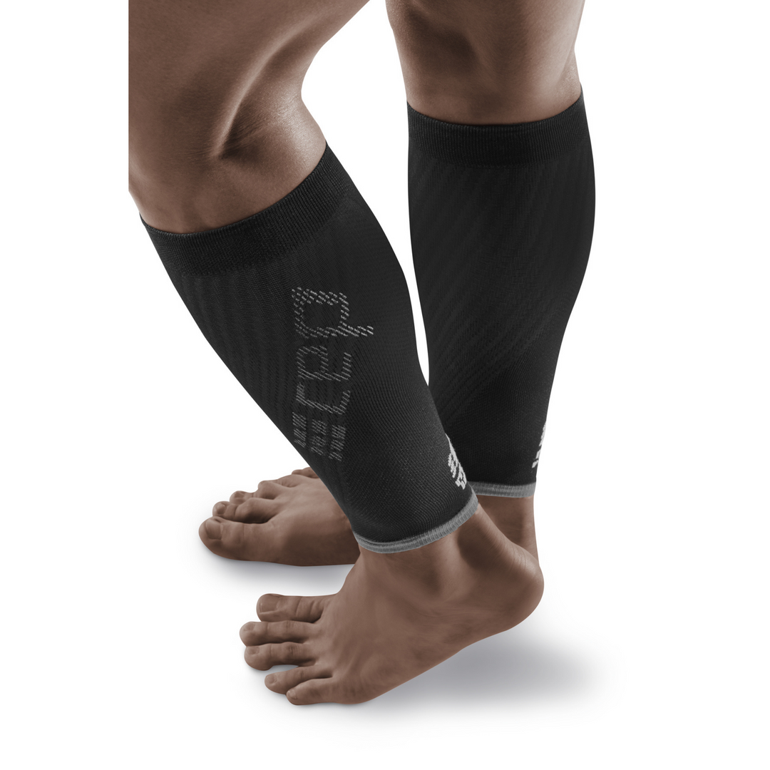 Ultralight Compression Calf Sleeves, Men, Black/Light Grey, Side View Model