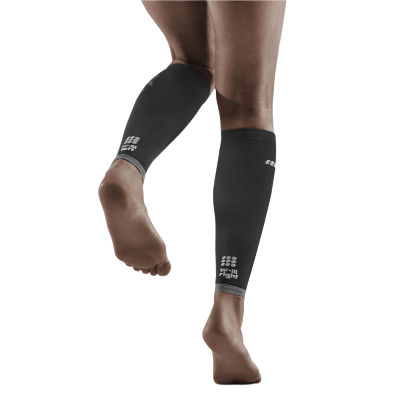 Ultralight Compression Calf Sleeves, Women, Black/Light Grey, Back View Model