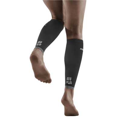 Ultralight Compression Calf Sleeves, Women, Black/Light Grey, Back View Model