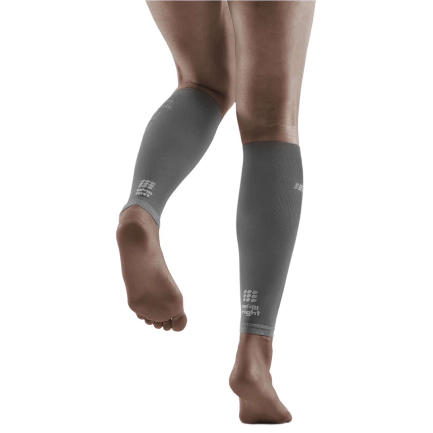 Ultralight Compression Calf Sleeves, Women, Grey/Light Grey, Back View Model