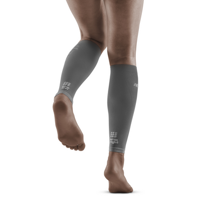 Ultralight Compression Calf Sleeves, Women, Grey/Light Grey, Back View Model