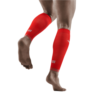 Ultralight Compression Calf Sleeves, Men, Lava/Light Grey, Back View Model