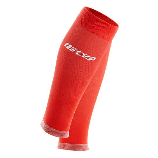 Ultralight Compression Calf Sleeves, Men, Lava/Light Grey, Front View