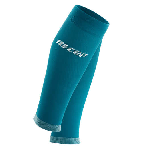 Ultralight Compression Calf Sleeves, Women, Petrol/Light Grey, Front View
