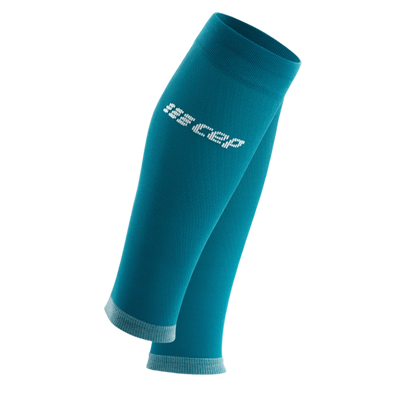Ultralight Compression Calf Sleeves, Men, Petrol/Light Grey, Front View