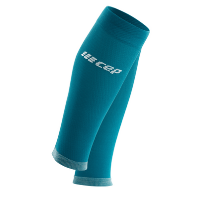 Ultralight Compression Calf Sleeves, Men, Petrol/Light Grey, Front View