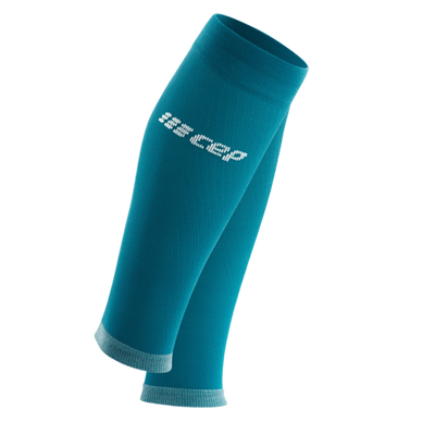 Ultralight Compression Calf Sleeves, Women, Petrol/Light Grey, Front View