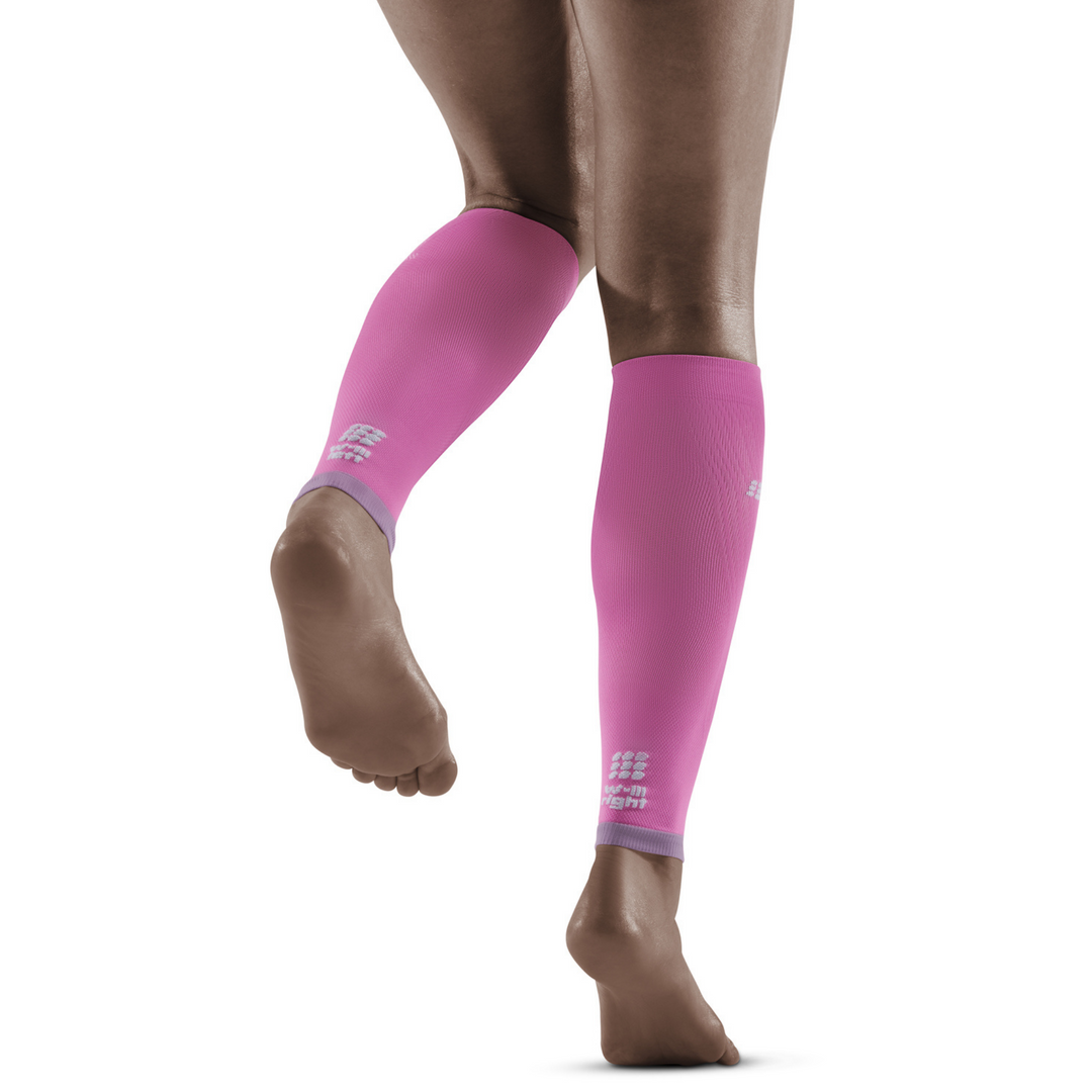 Ultralight Compression Calf Sleeves, Women, Electric Pink/Light Grey, Back View Model