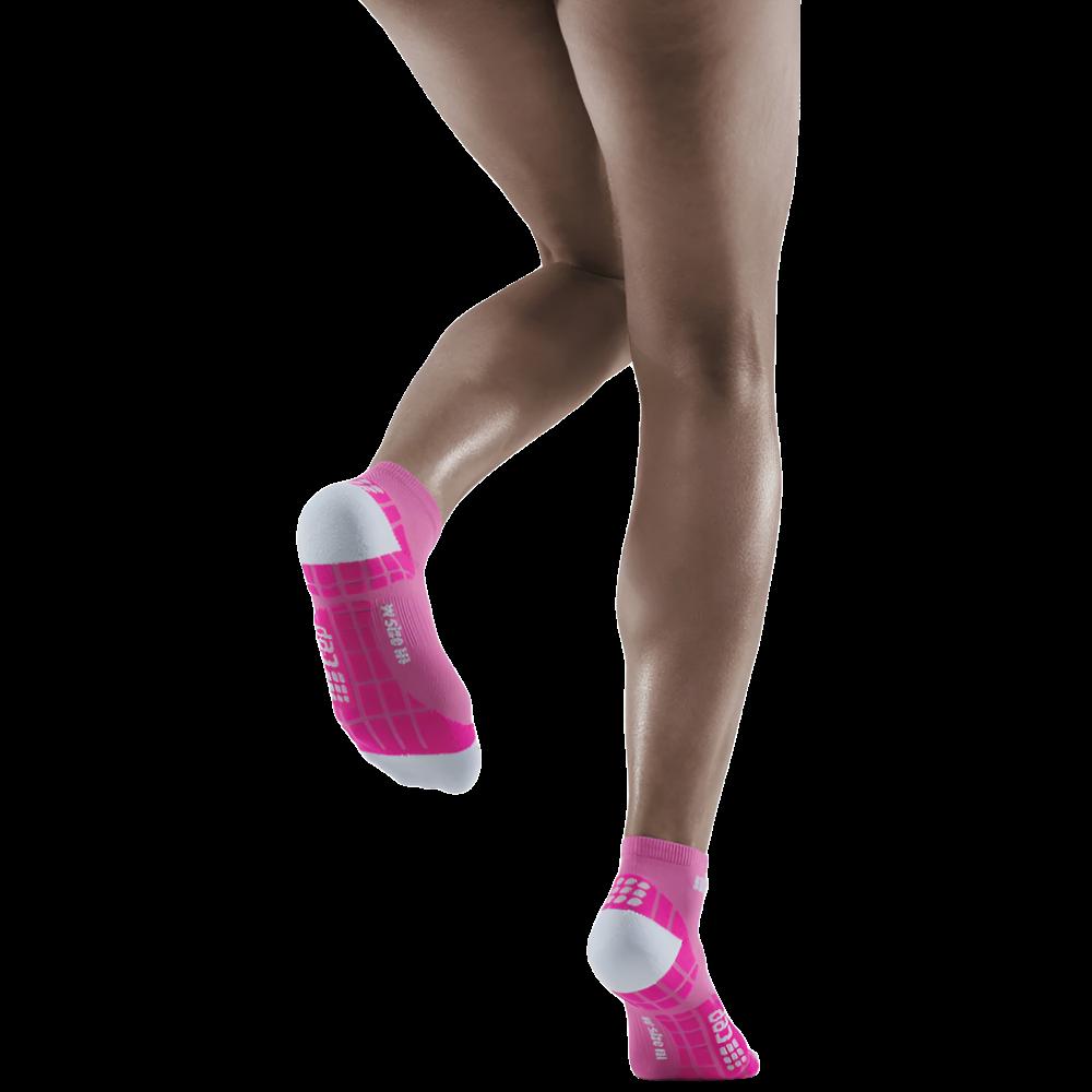 Ultralight Low Cut Compression Socks, Women, Electric Pink/Light Grey, Back View Model