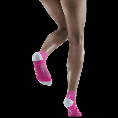 Ultralight Low Cut Compression Socks, Women, Electric Pink/Light Grey, Back View Model