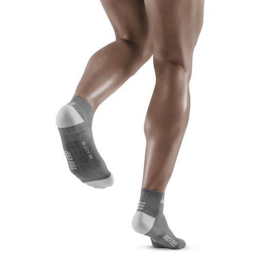 Calcetines de compresión ultraligeros de corte bajo, hombre, gris/gris claro, modelo vista atrás