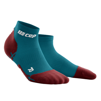 Ultralight Low Cut Compression Socks, Men, Petrol/Red, Front View