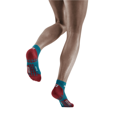 Ultralight Low Cut Compression Socks, Women, Petrol/Red, Back View Model