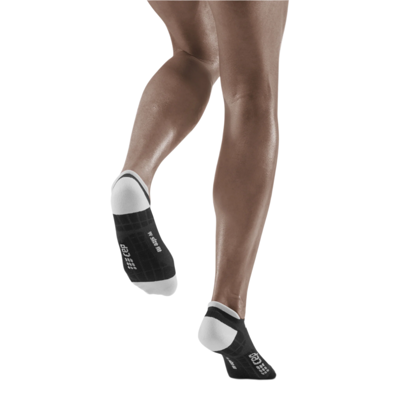 Ultralight No Show Compression Socks, Women, Black/Light Grey, Back View Model