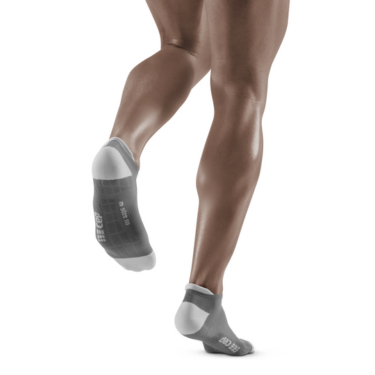 Ultralight No Show Compression Socks, Men, Grey/Light Grey, Back View Model