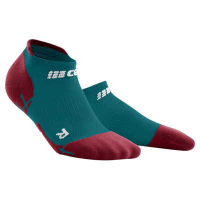 Ultralight No Show Compression Socks, Women, Petrol/Red, Front View
