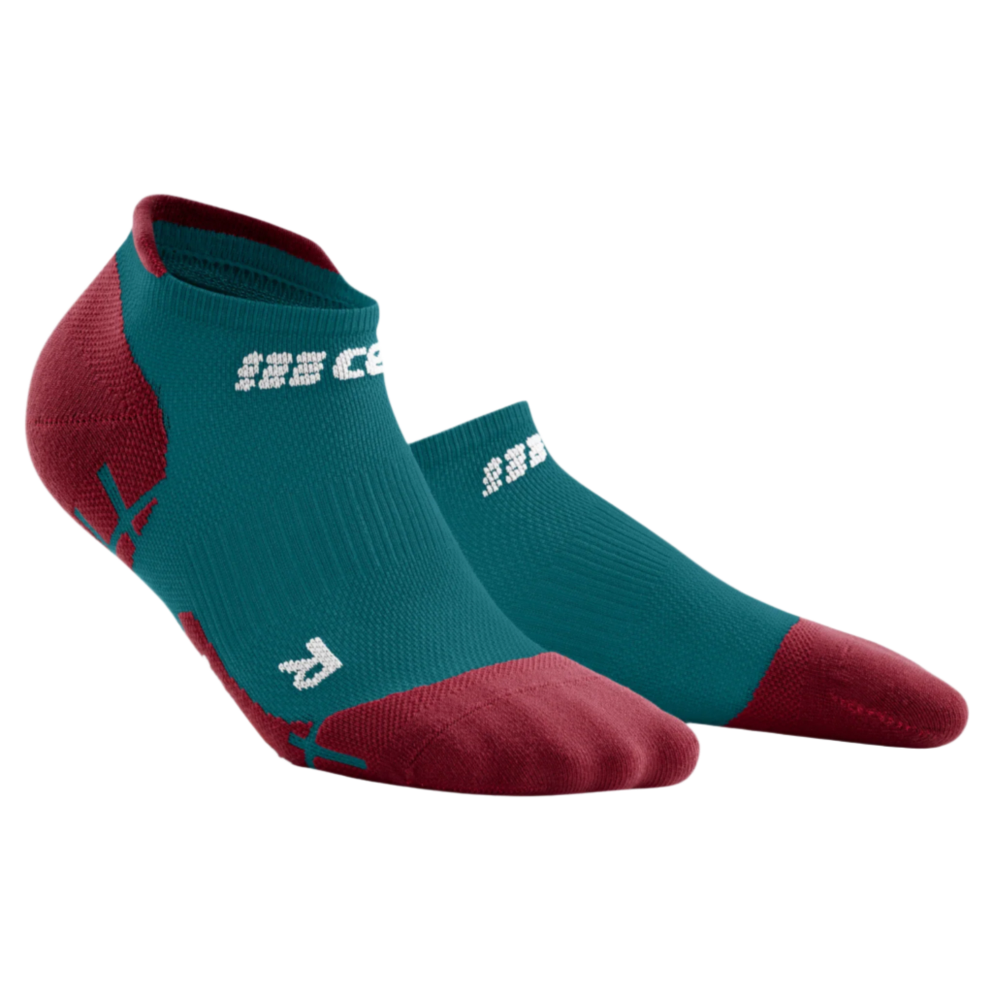 Ultralight No Show Compression Socks, Men, Petrol/Red, Front View