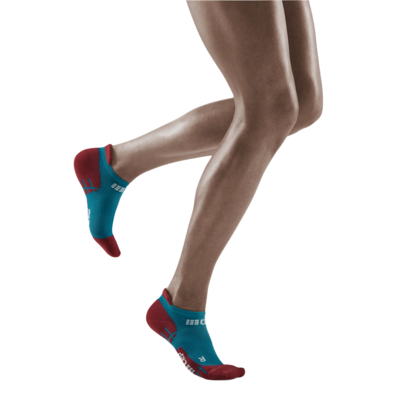 Ultralight No Show Compression Socks, Women, Petrol/Red