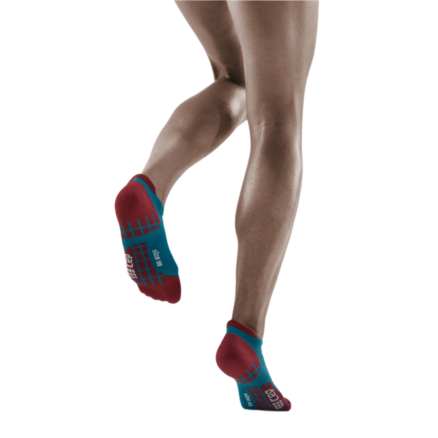 Ultralight No Show Compression Socks, Women, Petrol/Red, Back View Model