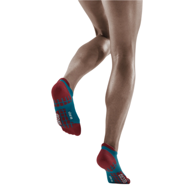 Ultralight No Show Compression Socks, Women, Petrol/Red, Back View Model