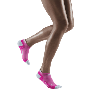 Ultralight No Show Compression Socks, Women, Electric Pink/Light Grey