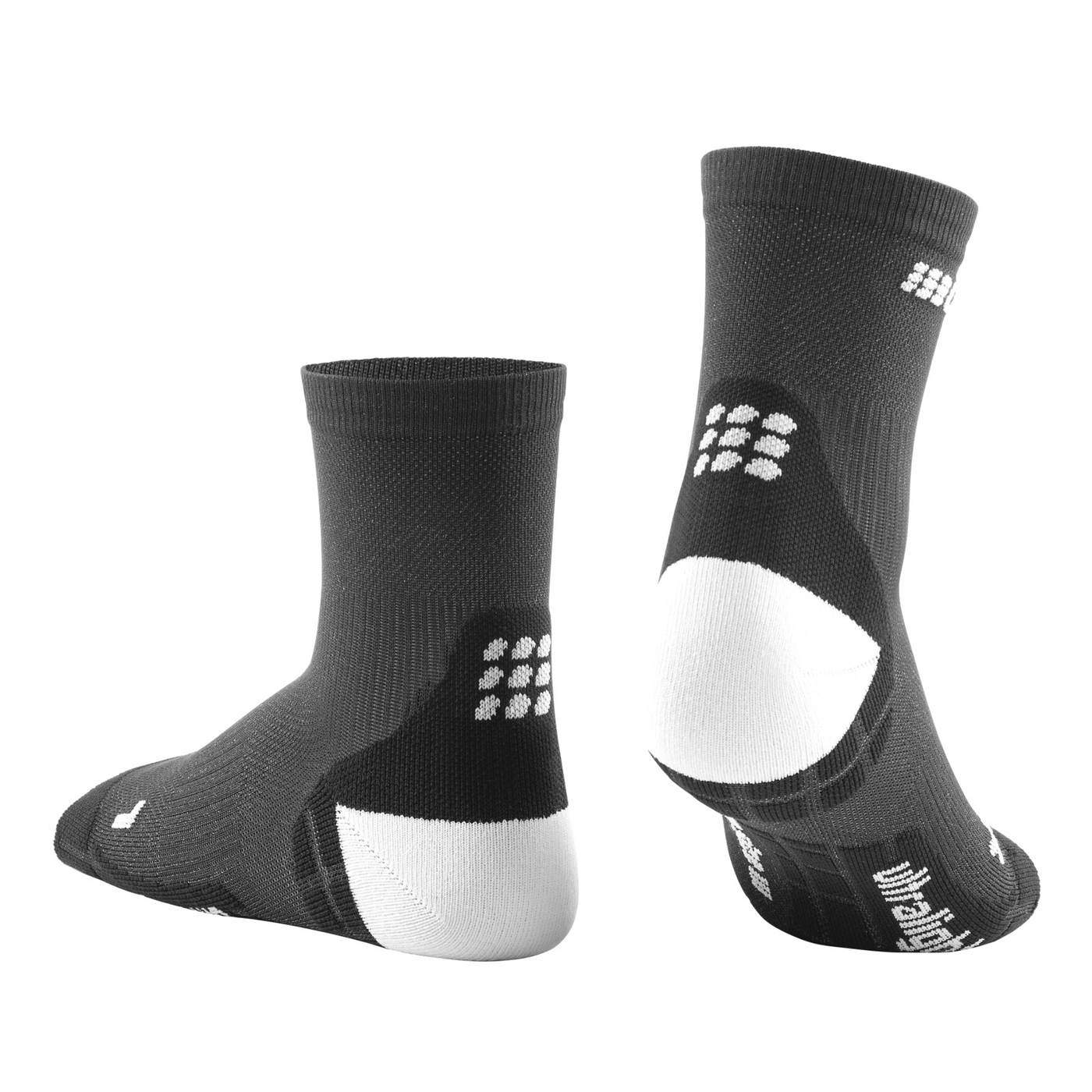 Ultralight Short Compression Socks, Women, Black/Light Grey, Back View