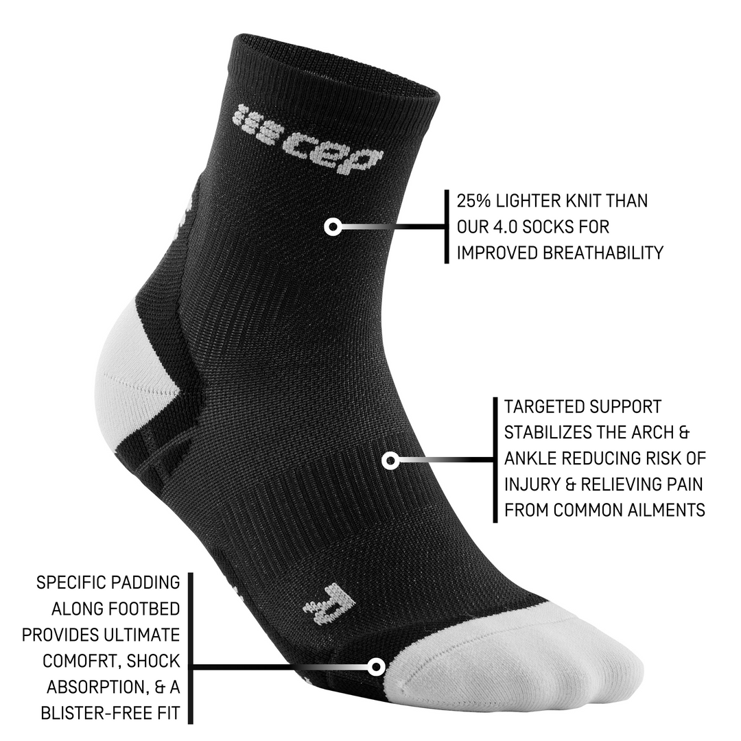 Ultralight Short Compression Socks, Women, Black/Light Grey, Detail