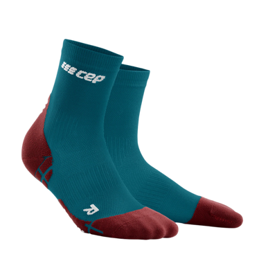 Ultralight Short Compression Socks, Women, Petrol/Red, Front View
