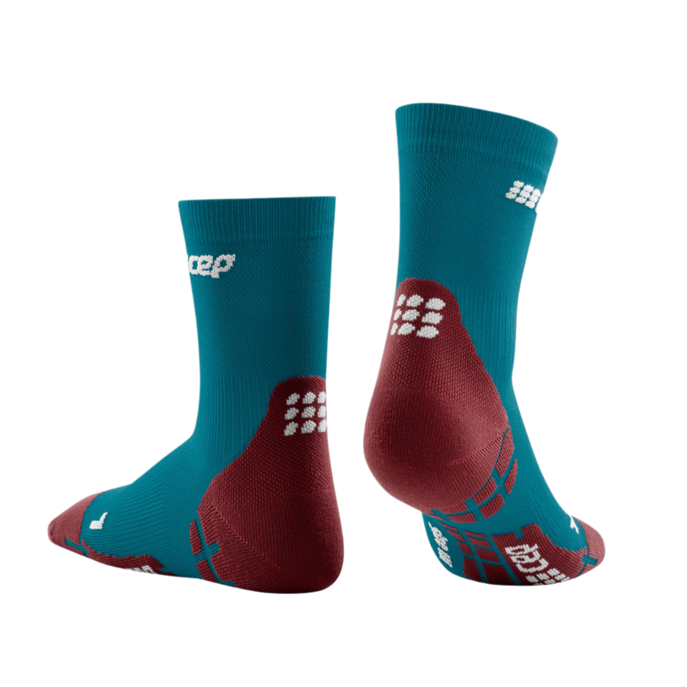 Ultralight Short Compression Socks, Women, Petrol/Red, Back View