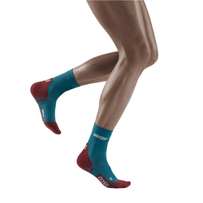 Ultralight Short Compression Socks, Women, Petrol/Red