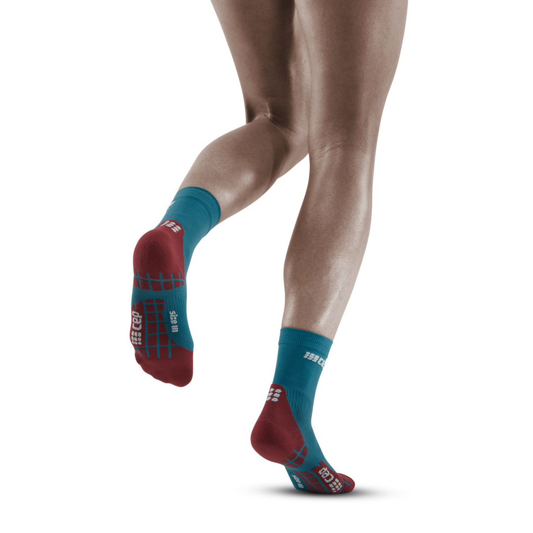 Ultralight Short Compression Socks, Women, Petrol/Red, Back View Model