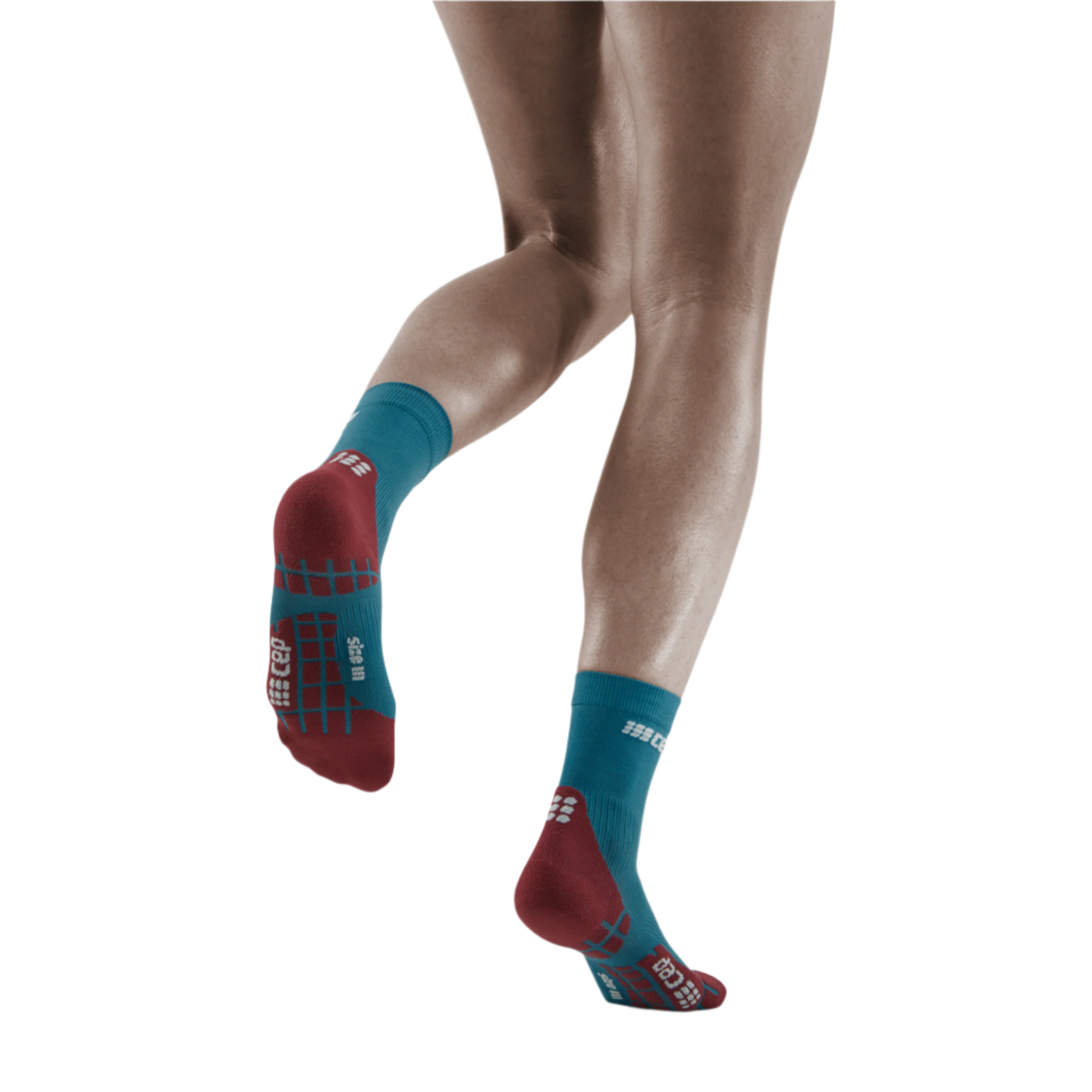 Ultralight Short Compression Socks, Women, Petrol/Red, Back View Model