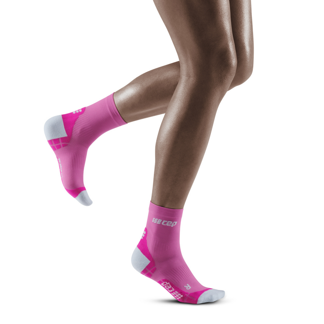 Υπέρελαφρες κοντές κάλτσες συμπίεσης, γυναικείες, ηλεκτρίκ ροζ/ανοιχτό γκρι