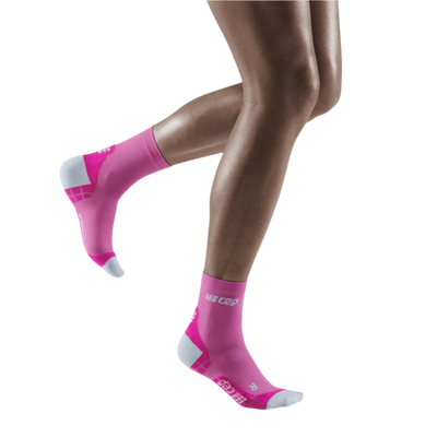 Ultralight Short Compression Socks, Women, Electric Pink/Light Grey