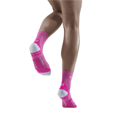 Ultralight Short Compression Socks, Women, Electric Pink/Light Grey, Back View Model
