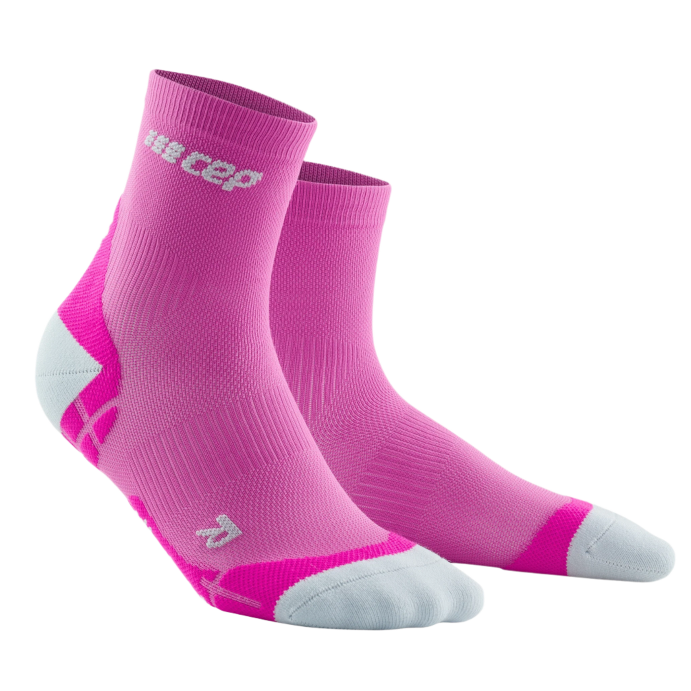 Ultralight Short Compression Socks, Women, Electric Pink/Light Grey, Front View