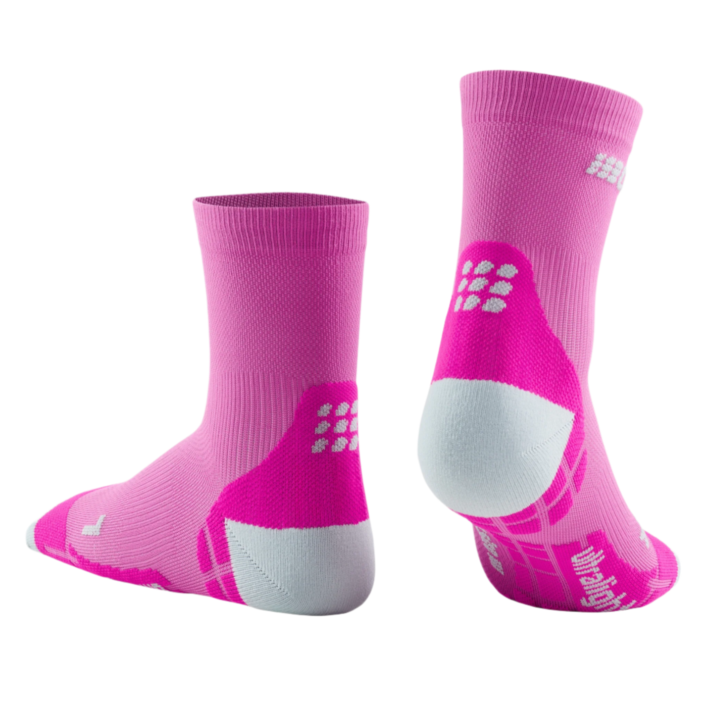 Ultralight Short Compression Socks, Women, Electric Pink/Light Grey, Back View