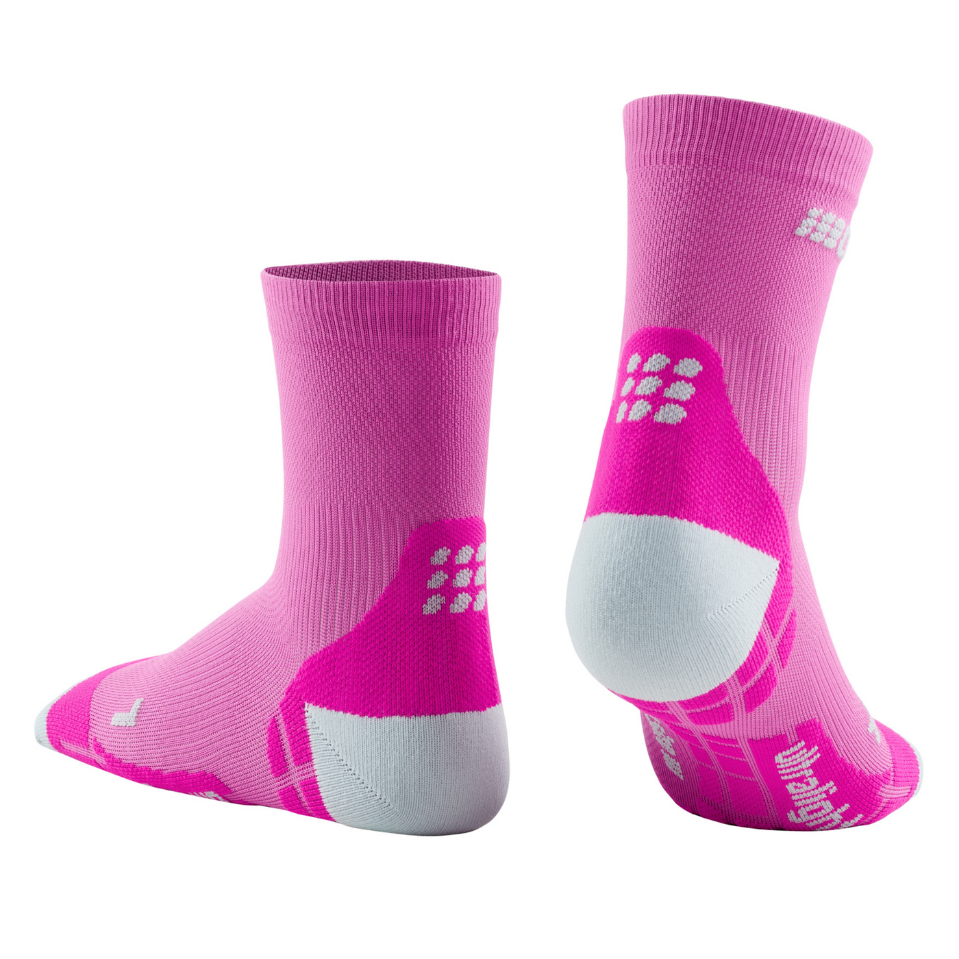 Ultralight Short Compression Socks, Women, Electric Pink/Light Grey, Back View