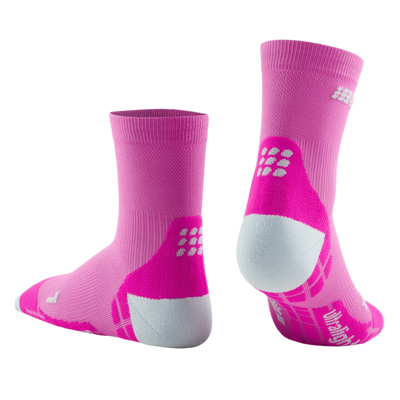 Ultralight Short Compression Socks, Women, Electric Pink/Light Grey, Back View