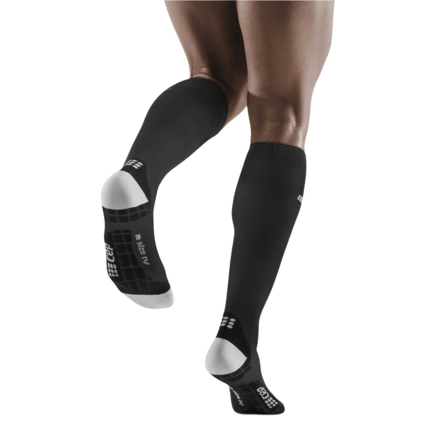 Ultralight Tall Compression Socks, Men, Black/Light Grey, Back View Model